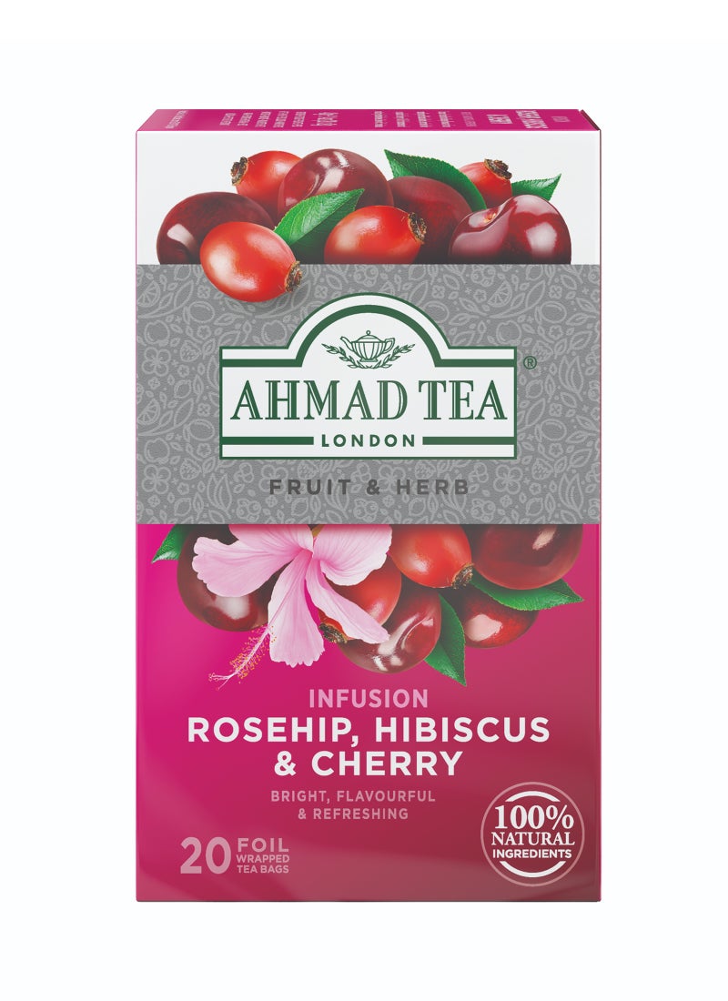 Ahmad Tea Rosehip Cherry Hibiscus Alu Tea 10 Teabags (100g)  - Image 1