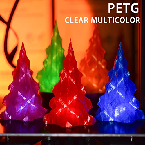 LOCYFENS PETG Filament 1.75mm, Clear Transparent Filament 5 Colors, 3D Printer Filament Bundle Multicolor, 1.75 PETG +/- 0.02mm, 3D Printing Red Green Blue Purple Orange 200g x 5 Spools - Image 2