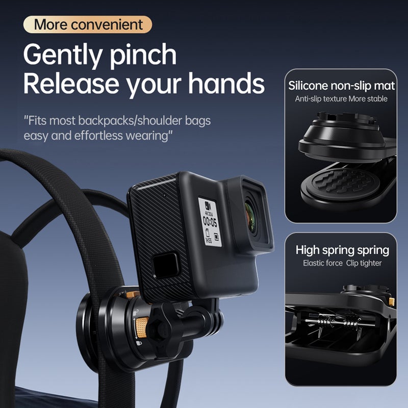 POV Video Recording Magnetic Mount: Quick Release Backpack Clip - Flexible Angle Adjustment Stable Mount for Cycling Hiking Outdoor Enthusiasts - Image 4