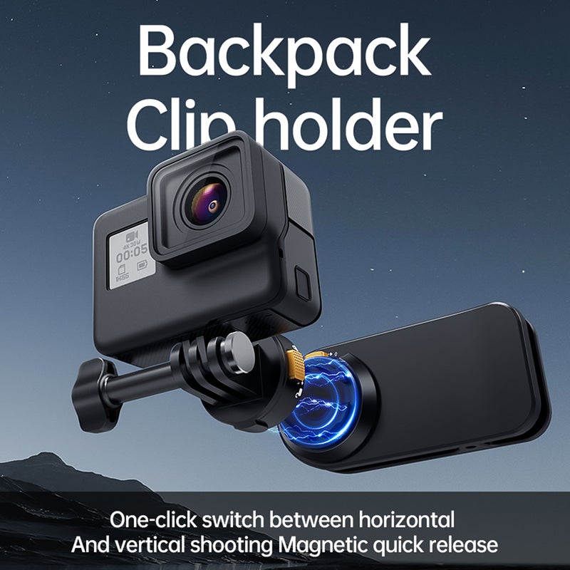 POV Video Recording Magnetic Mount: Quick Release Backpack Clip - Flexible Angle Adjustment Stable Mount for Cycling Hiking Outdoor Enthusiasts - Image 2