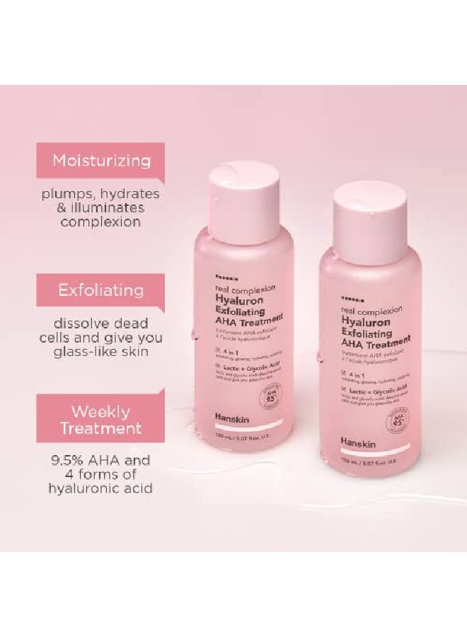 Hanskin تونر تقشير البشرة من Real Complexion Hyaluron Exfoliating Aha Treatment لترطيب البشرة وتعزيزها [150 مل] - Image 5