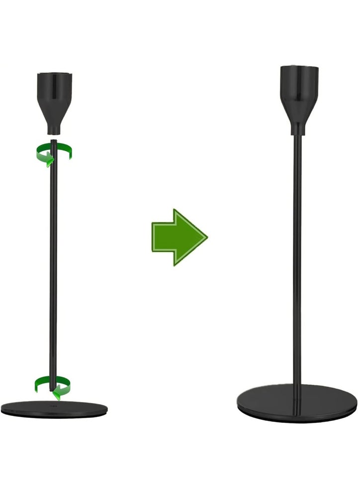 Buy Home Care Matte Black Metal Taper Candle Holders – Set of 3 Online ...
