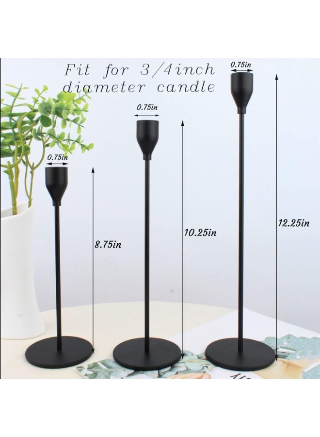 Buy Home Care Matte Black Metal Taper Candle Holders – Set of 3 Online ...