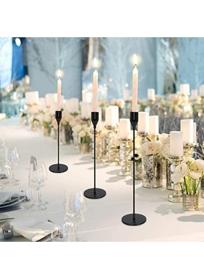 Buy Home Care Matte Black Metal Taper Candle Holders – Set of 3 Online ...