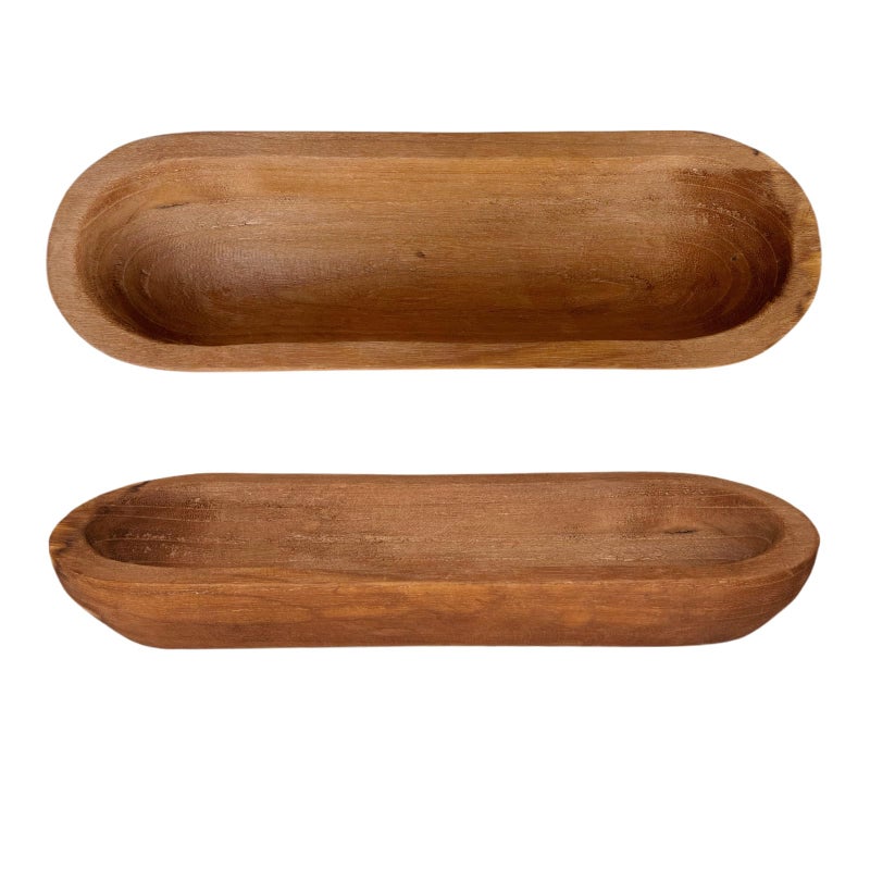 Phinicco 16â€œ Long Wood Dough Bowl 16 x 5 x 2in Hand Carved Wooden Dough Bowls for Decor Rustic Wood Dough Bowls Decorative Wooden Dough Fruits Bowl for Table Centerpiece - Image 1
