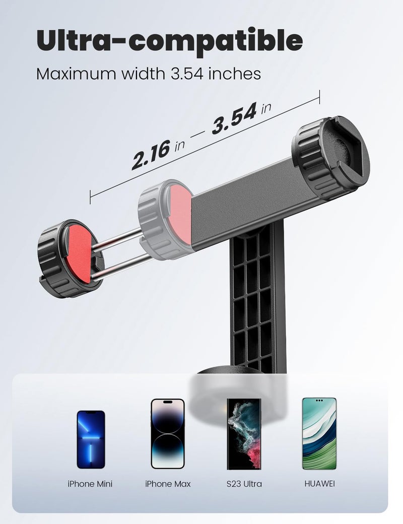 YUMAZLA Phone Tripod Mount with 2 Cold Shoes, Smartphone Holder Adapter Rotatable Bracket with 1/4 inch Screw/Adjustable Clip for Video Live Streaming/Recronding - Image 3
