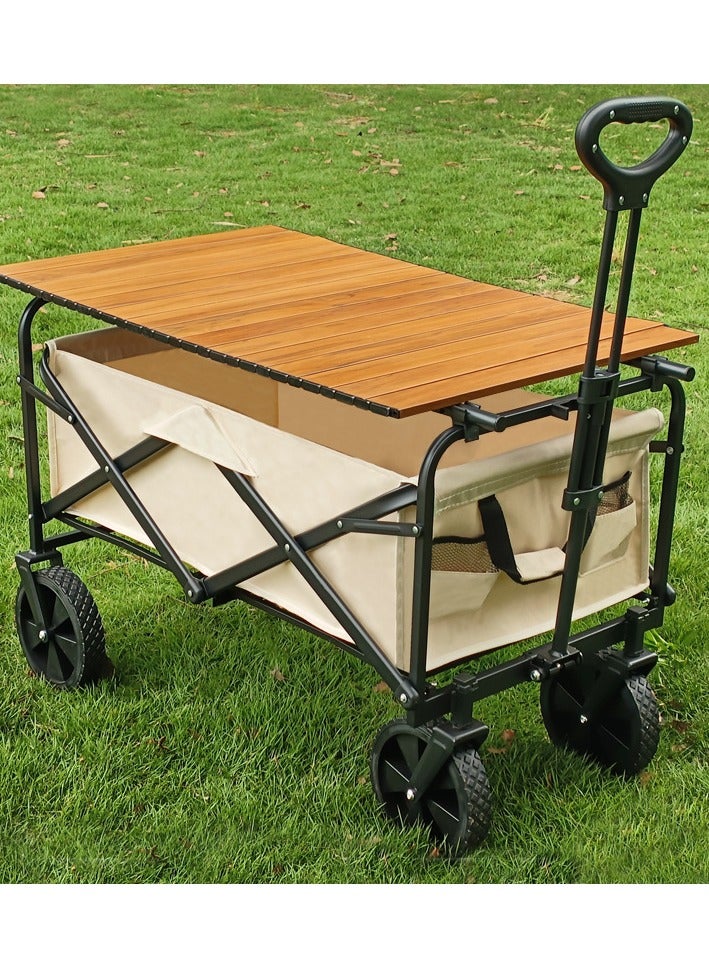 Generic Black Adjustable Heavy Duty Collapsible Folding Utility Car Wagon Outdoor Camping Cart Beach Picnic foldable Camping Wagon  - Image 1