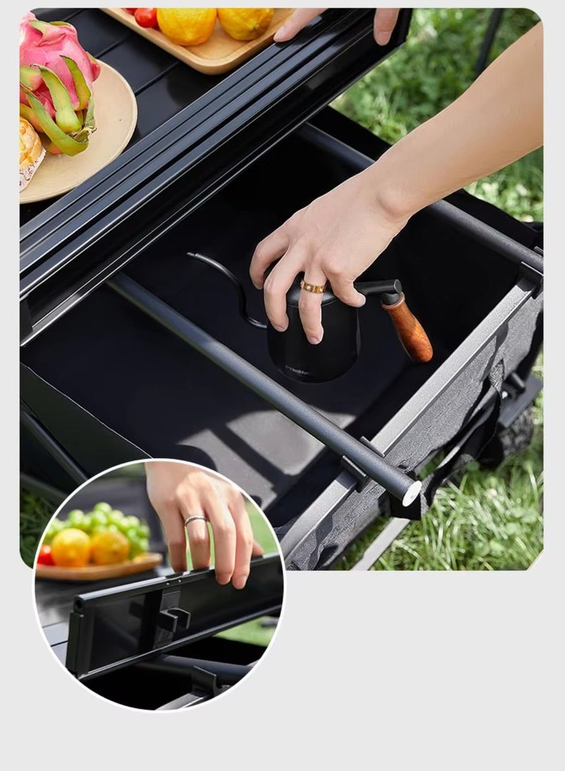 Generic Black Adjustable Heavy Duty Collapsible Folding Utility Car Wagon Outdoor Camping Cart Beach Picnic foldable Camping Wagon  - Image 3