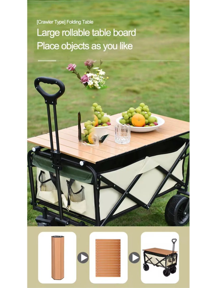 Generic Black Adjustable Heavy Duty Collapsible Folding Utility Car Wagon Outdoor Camping Cart Beach Picnic foldable Camping Wagon  - Image 2