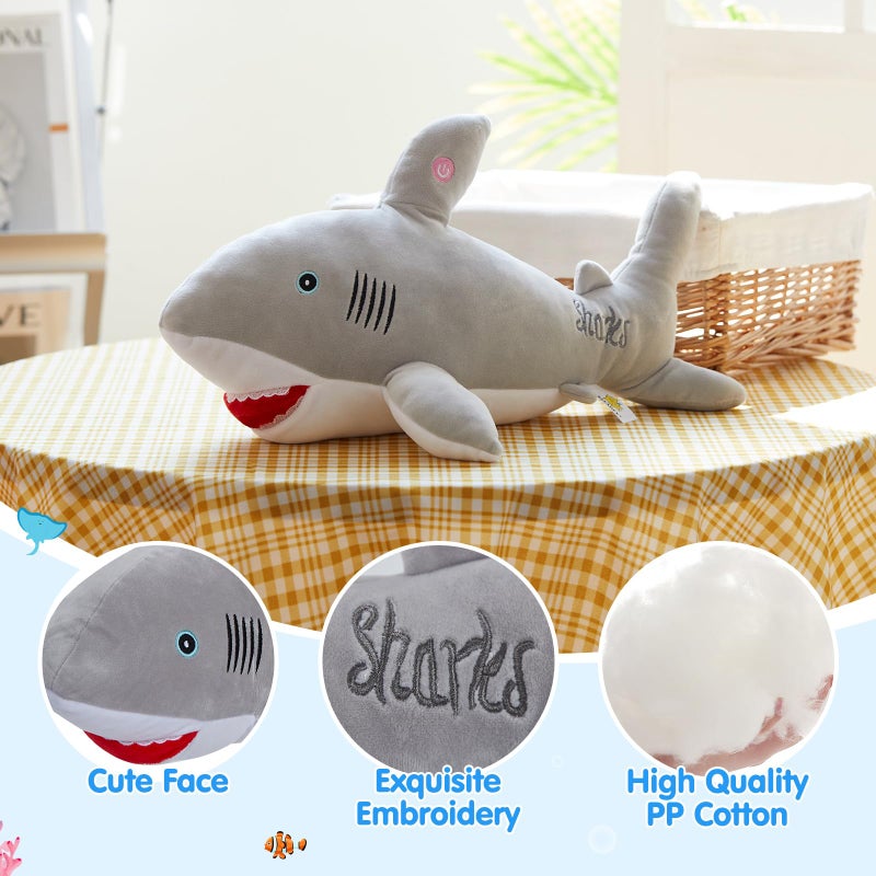 BSTAOFY 20'' Light up Shark Stuffed Animal Glow Soft Plush Toys Ocean Species LED Night Lights Birthday Valentines Christmas for Toddler Kids  Gray - Image 3