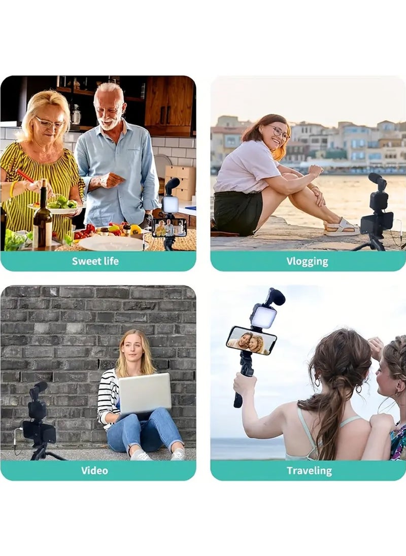 X-level Vlogging Kit with Light and Microphone Grip Tripod |Studio LED Light, Professional Mini Portable Tripod Grip for live broadcasting,Vlogging, TikTok, YouTube Videos | for Smart Phones,Cameras  - Image 2