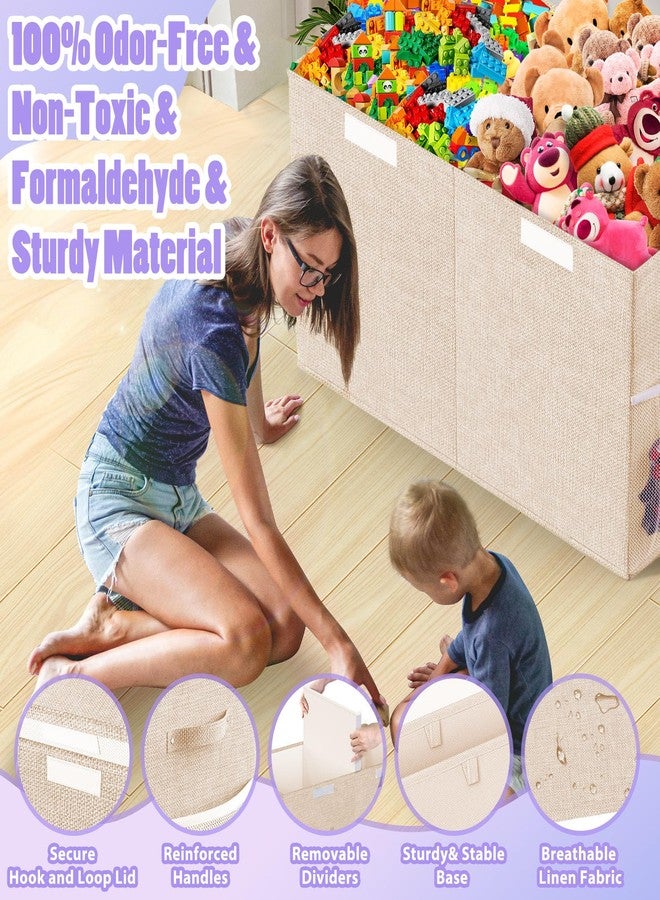 Rocamdo Large Toy Box, Collapsible Storage Bins with Lids, Toy Storage Organizer Toddler Bin Boxes for Kids Boys Girls, 25"x13"x16"Toy Chest Bin Box Baskets for Nursery, Living Room, Playroom, Bedroom, Beige - Image 5