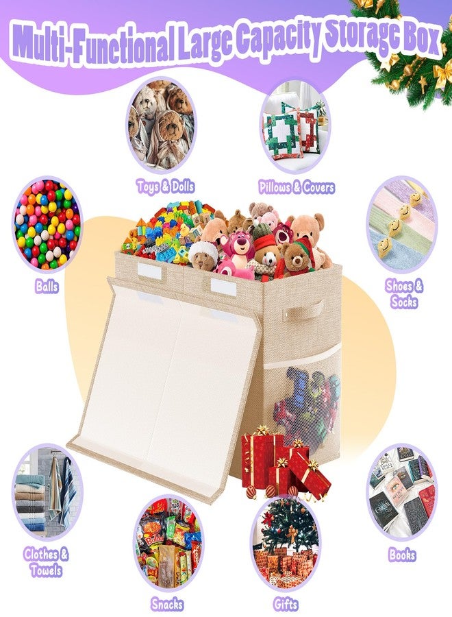 Rocamdo Large Toy Box, Collapsible Storage Bins with Lids, Toy Storage Organizer Toddler Bin Boxes for Kids Boys Girls, 25"x13"x16"Toy Chest Bin Box Baskets for Nursery, Living Room, Playroom, Bedroom, Beige - Image 3