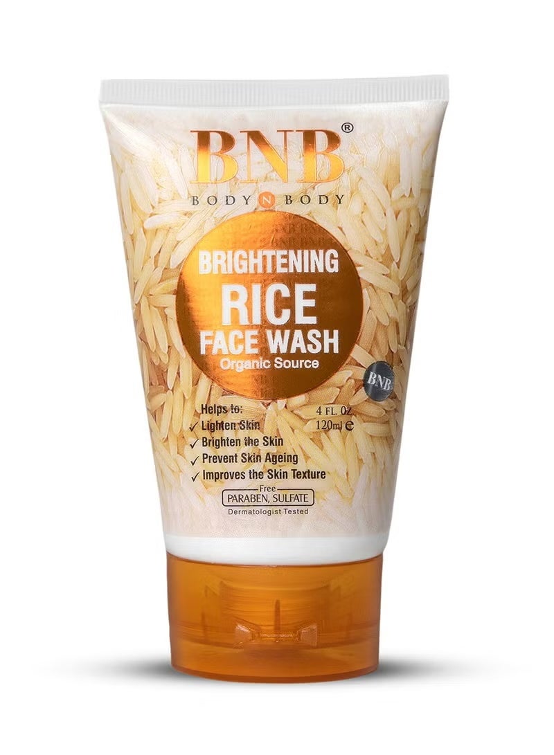 Brightening Rice Face Wash 120ml | Rice Water Cleanser for Whitening & Glow | Hydrating Face Wash for Oily & All Skin Types | Gentle Daily Brightening Cleanser