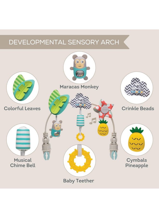 Taf Toys Taf Toys ‘Tropical Orchestra Arch’ | Ideal for Infant & Toddlers, Fits Stroller & Pram, Activity Arch with Fascinating Toys, Stimulates Baby’s Senses and Motor Skills Development, Easier Outdoors  - Image 3