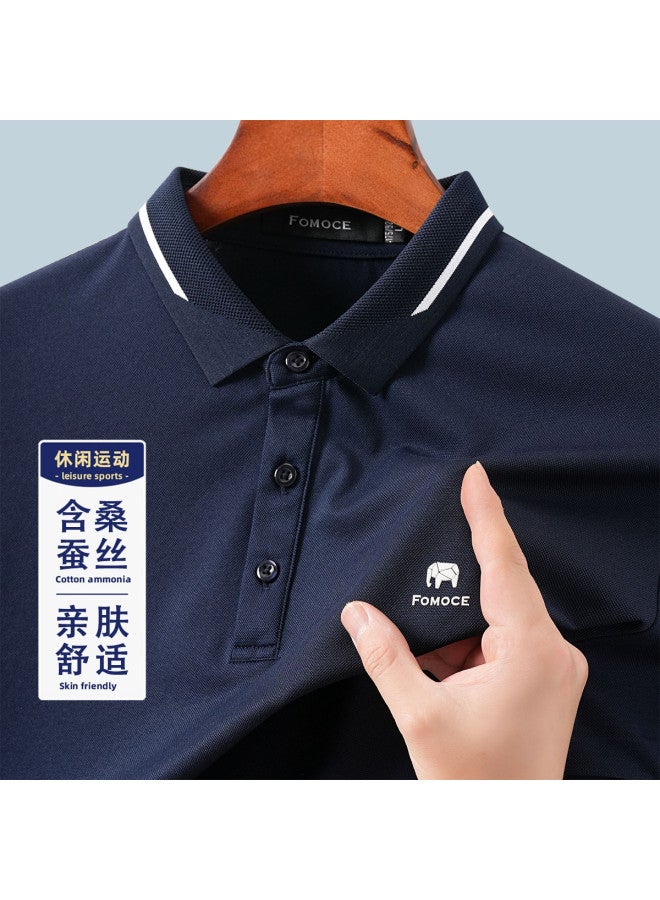 Fomoce men's Summer Fashion Casual Contrast Color Polo Shirt - Image 2