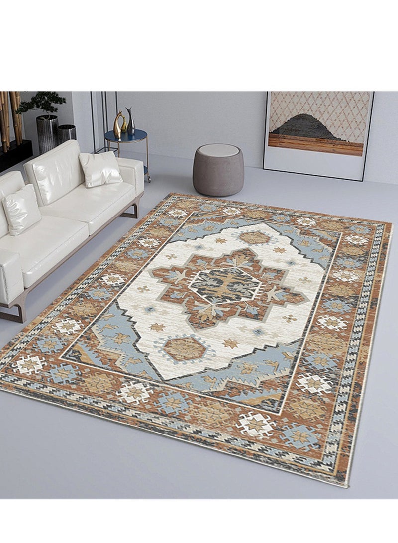 Washable Carpet, Modern Non-Slip Area Rugs with Print Boho, Home Decor Thin Vintage Floor Carpet Indoor Mat Floral Print Rugs for Living Room Bedroom Dining Room Office (Grey 160*220cm)  - Image 3