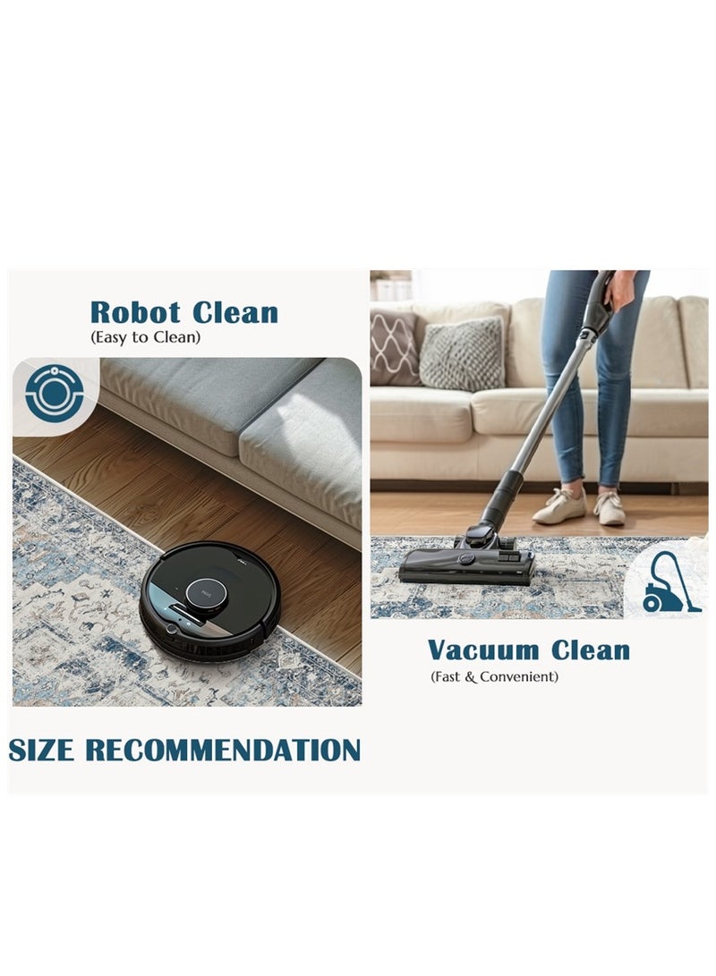 Washable Carpet, Modern Non-Slip Area Rugs with Print Boho, Home Decor Thin Vintage Floor Carpet Indoor Mat Floral Print Rugs for Living Room Bedroom Dining Room Office (Grey 160*220cm)  - Image 4