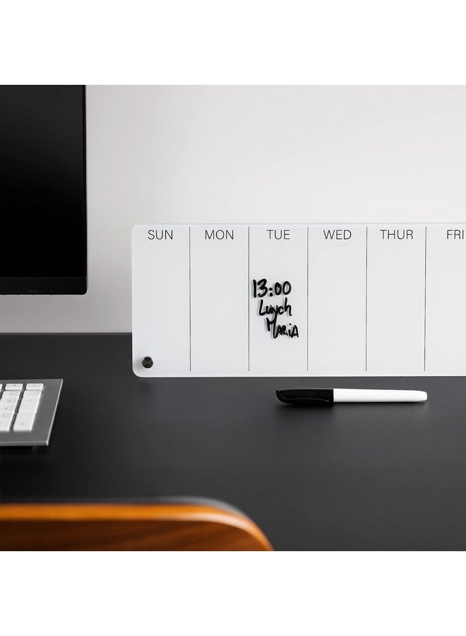 Navaris Weekly Whiteboard Planner - Small Dry Erase Glass Whiteboard To Do Calendar For Office Desk - Dry Erase Schedule Board - 16 X 6 Inches - Image 2