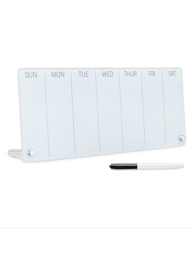 Navaris Weekly Whiteboard Planner - Small Dry Erase Glass Whiteboard To Do Calendar For Office Desk - Dry Erase Schedule Board - 16 X 6 Inches - Image 1