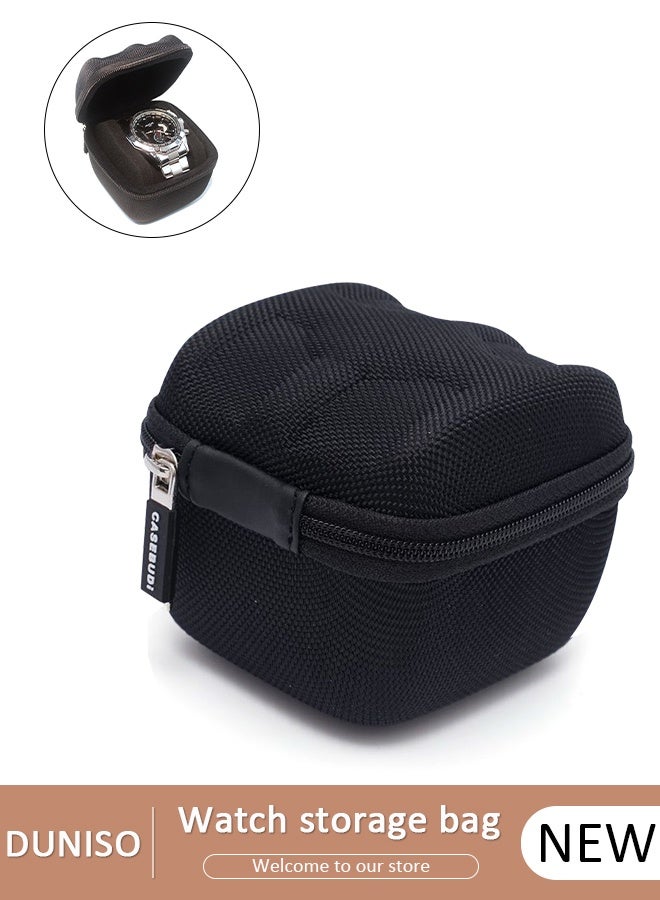 DUNISO Watch Roll Travel Case Organizer For 1 Watches, Storage Organizer And Display With Innovative Watch Pillow, Fit Large Up To 60mm Faced Watches (Black, 1Slot) - Image 1