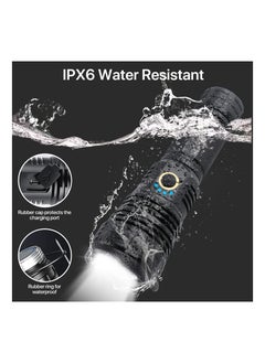 PROTON Rechargeable Led Flashlights High Lumens, 90000 Lumens Super Bright Tactical Flashlight with 5 Light Modes and 26650 Battery Zoomable Waterproof for Hiking Camping Cycling black  - Image 3