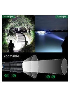 PROTON Rechargeable Led Flashlights High Lumens, 90000 Lumens Super Bright Tactical Flashlight with 5 Light Modes and 26650 Battery Zoomable Waterproof for Hiking Camping Cycling black  - Image 5