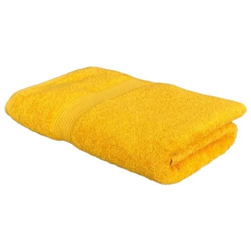 PatPug 100% Indian Ultra Soft Cotton 500 GSM Highly Absorbent, Fade Resistant, Quick Drying Large Bath Towel (Sunrise Yellow) - Image 1