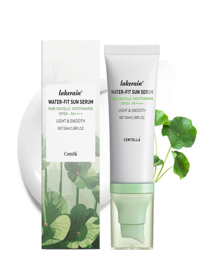 JISKG Centella Sunscreen, Hyalu Cica Water Fit Sun Serum, Light Hydrating Face Sunscreen for All Skin Type and UV Defense.(Green) - Image 1