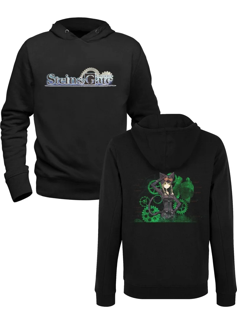 Alfa Tshirt Steins;gate Printed Black Front Back Printed Sweatshirt