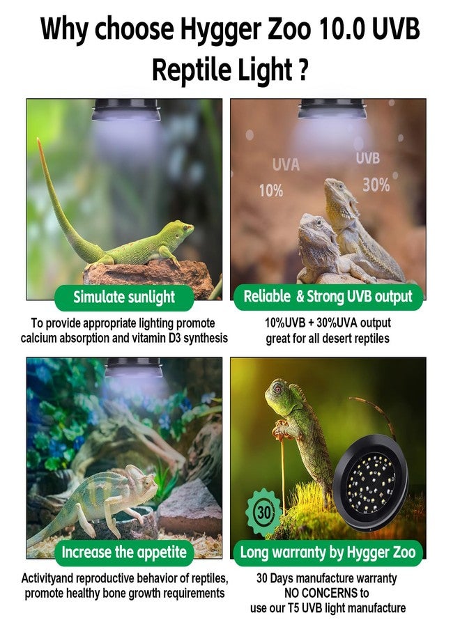 مصباح UVB للزواحف مع خاصية التعتيم، مصباح LED UVB مناسب للسحالي والسلاحف والثعابين، مصباح UVA/UVB قابل لتعديل السطوع لملحقات أحواض الزواحف الاستوائية والصحراوية، 8 واط، أسود - Image 5