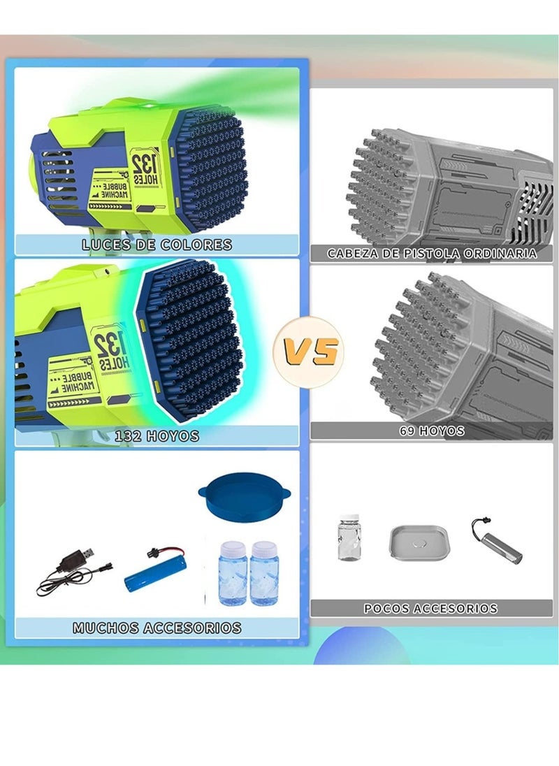 ELTRAZONE 132-Hole Gatling Bubble Gun with Colorful LED Lights – Electric Automatic Bubble Launcher with Included Bubble Liquid – Fun Bubble Machine for Kids and Adults – Ideal for Weddings, Birthday Parties, Outdoor & Indoor Events, Garden Play – Pink - Image 3