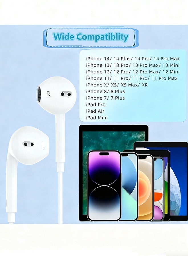 هابي دي سماعات أذن iPhone مع موصل Lightning، ميكروفون مدمج، ووظيفة التحكم في الصوت وتقليل الضوضاء، متوافقة مع iPhone 14/13/12/11/XR/XS/X/8/7/SE/Pro/Pro Max/دعم جميع أنظمة iOS (يتطلب التفعيل عبر نافذة منبثقة للبلوتوث) - Image 5