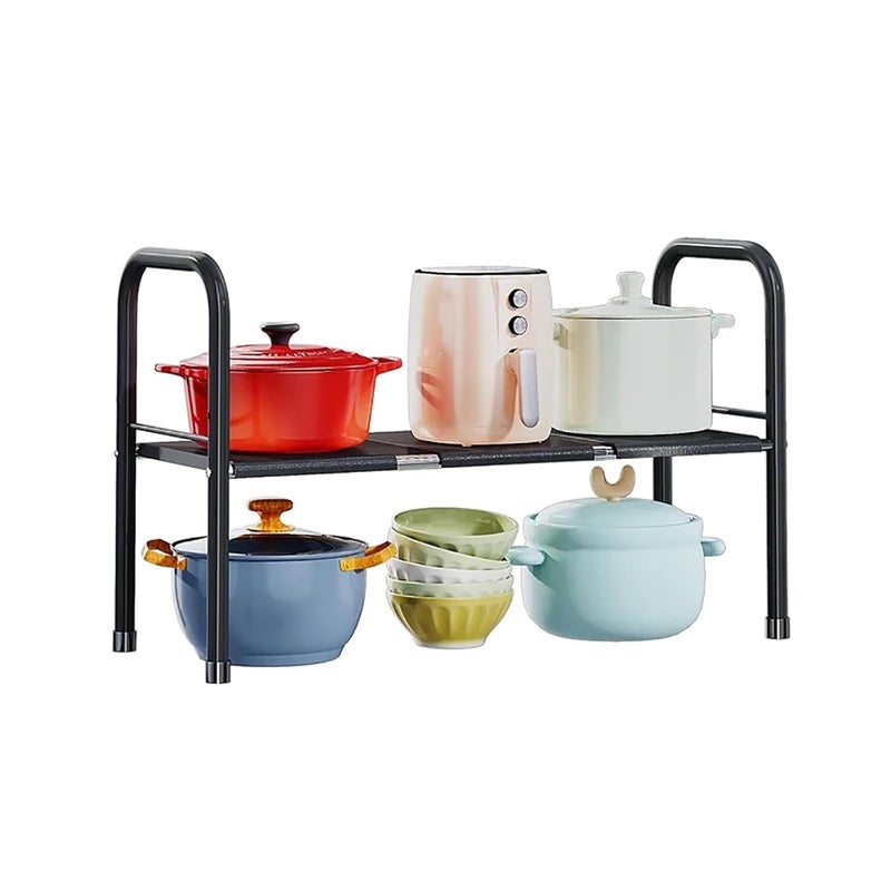 uliance uliance Pool Space Under Sink Storage Organizer Kitchen Retractable Drain Trough Shelf Cabinet Layered Shelf Storage Shelf Layered Shelf Black 6 Boards - Image 1