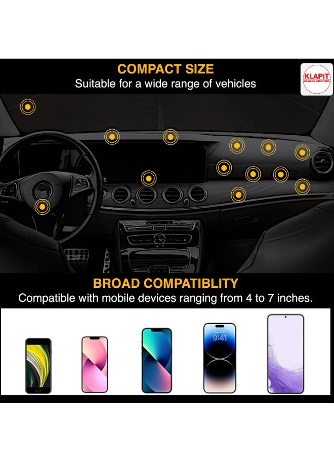 KLAPiT - KLAPiT CELLMOUNT - Ultra-Compact Strong Magnetic Mobile Phone Holder – The Versatile 1x1 Inch Solution for Car, Desk, Bed and More - Easy Removal, no Residue (Black) - Image 1
