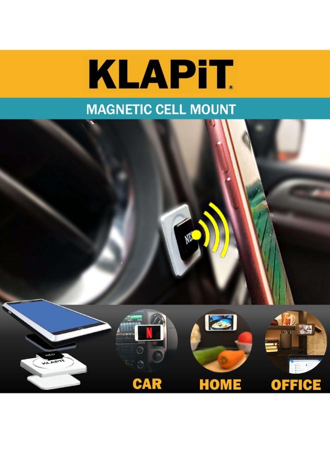 KLAPiT - KLAPiT CELLMOUNT - Ultra-Compact Strong Magnetic Mobile Phone Holder – The Versatile 1x1 Inch Solution for Car, Desk, Bed and More - Easy Removal, no Residue (Black) - Image 1