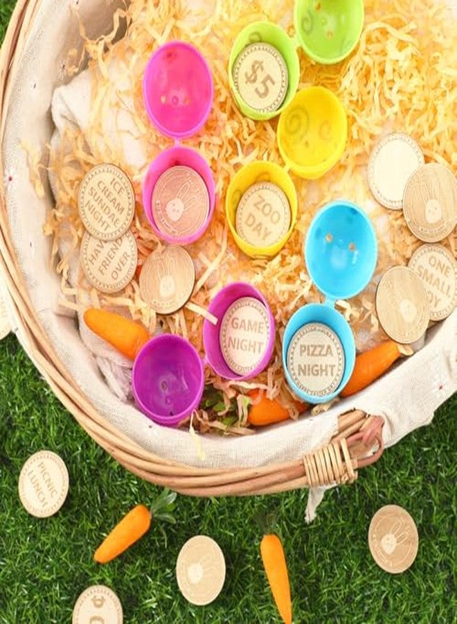 CypherX Easter Egg Fillers- Wooden Easter Bunny Coins, Easter Prizes Stuffers Coins, Family Night Tokens, 24 Redeemable Reward Tokens+6 Blank DIY Tokens, Unique Family Easter Egg Hunt Activities - Image 4
