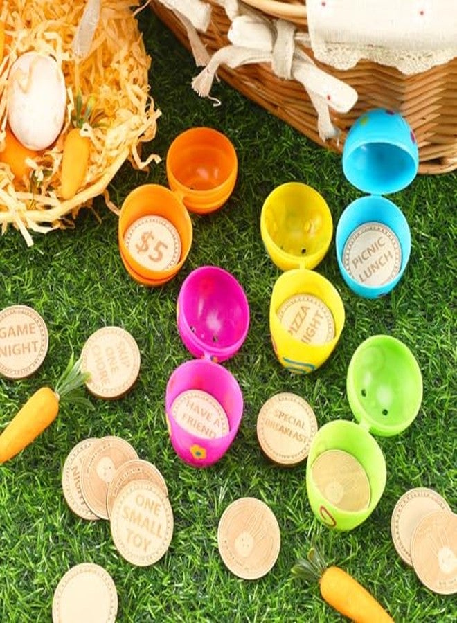 CypherX Easter Egg Fillers- Wooden Easter Bunny Coins, Easter Prizes Stuffers Coins, Family Night Tokens, 24 Redeemable Reward Tokens+6 Blank DIY Tokens, Unique Family Easter Egg Hunt Activities - Image 3