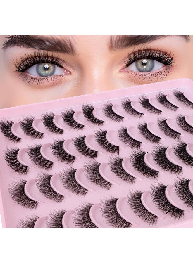BEPHOLAN False Eyelashes 20 Pairs Lash Pack Natural Look 3D Fluffy False Lashes 4 Styles Soft Band Faux Mink Volume Strip Lashes Cat Eye Lashes,Easy To Apply （H01) - Image 1