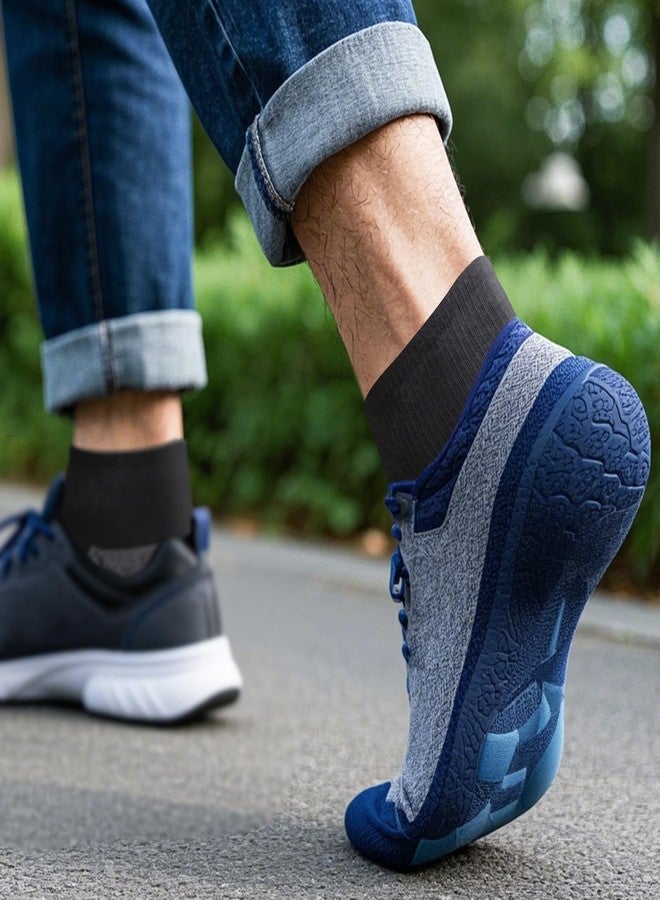 YUEDGE Men's Quarter Athletic Socks, Combed Cotton Cushioned Running Socks, Anti-Blister Moisture Wicking Ankle Socks for Gym Golf Daily Casual, Size 10-13, Black, 5 Packs - Image 2