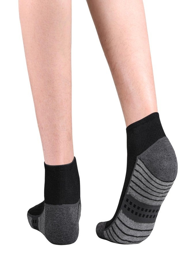 YUEDGE Men's Quarter Athletic Socks, Combed Cotton Cushioned Running Socks, Anti-Blister Moisture Wicking Ankle Socks for Gym Golf Daily Casual, Size 10-13, Black, 5 Packs - Image 4