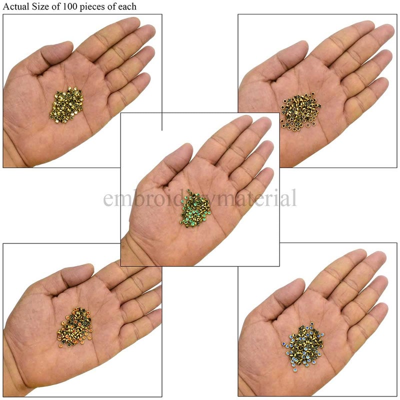 Embroiderymaterial Combo Pack of 3 MM Round Flat Back Glue On Kundan Stone Beads for Jewellery Making, Craft, Embroidery, Embellishment, Toran Making, Aari Work, Bangles Making (500 Pieces) - Image 3