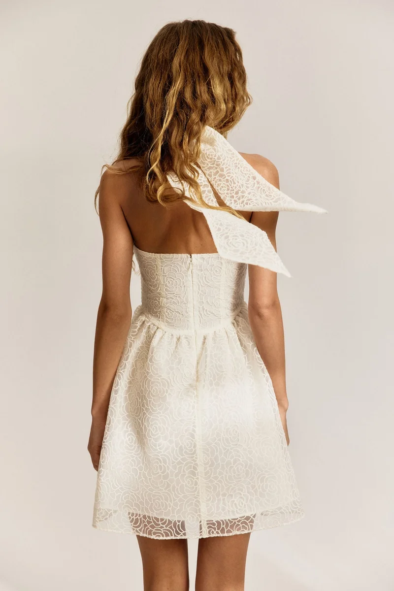 H&M Embroidered halterneck dress