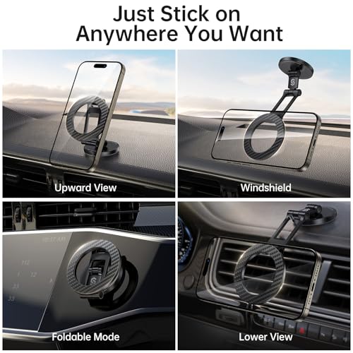 SYNCWIRE Fits MagSafe Car Mount, Magnetic Phone Holder for Car Dashboard, [Flexible Three-axis] 360° Rotation Magnetic Car Mount Strong Magnets Car Phone Holder for iPhone 17 16 15 14 Pro Max - Image 2
