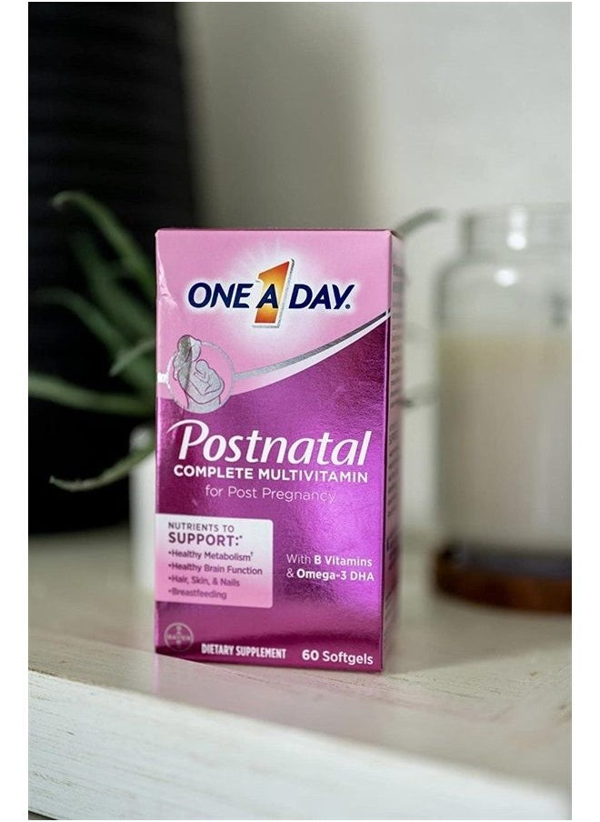 ONE A DAY - Postnatal Complete Multivitamin for Post-Pregnancy with Folic Acid and Omega-3 DHA, 60 Count - Image 1