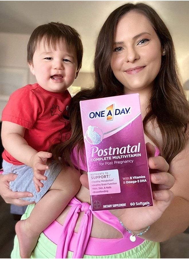 ONE A DAY - Postnatal Complete Multivitamin for Post-Pregnancy with Folic Acid and Omega-3 DHA, 60 Count - Image 1