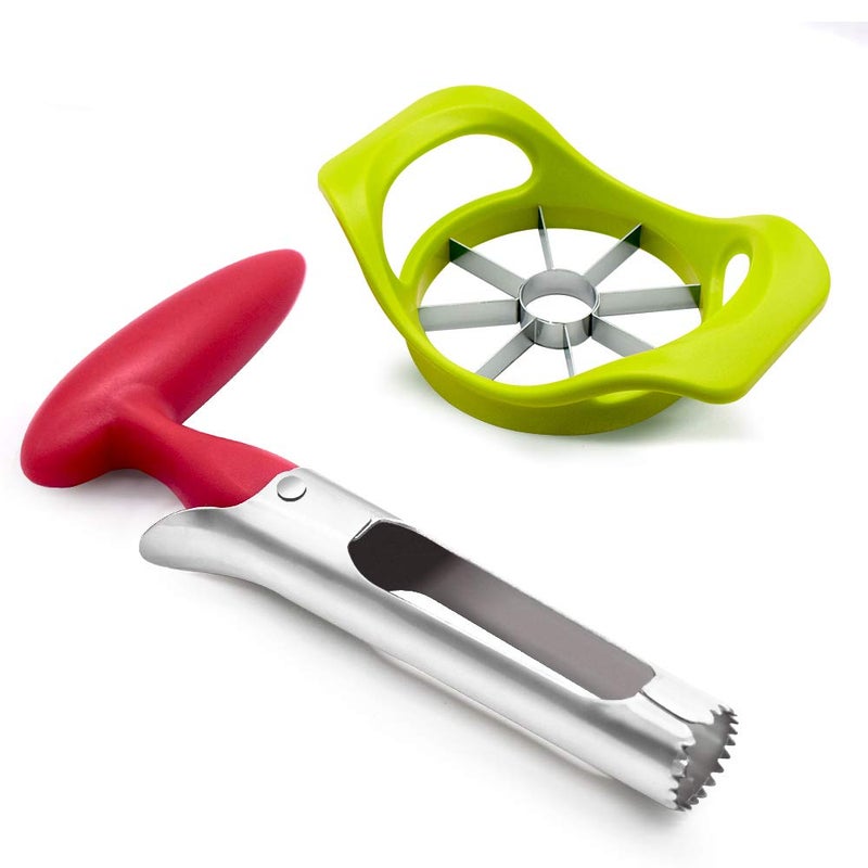 Apple Slicer  Corer Set  Divider Apple Corer Remover with 1 pcs Stainless Steel Apple Peeler and 1 pcs NonSlip Handle Divider Durable Fruit Corers for Kitchen Home and Dishwasher