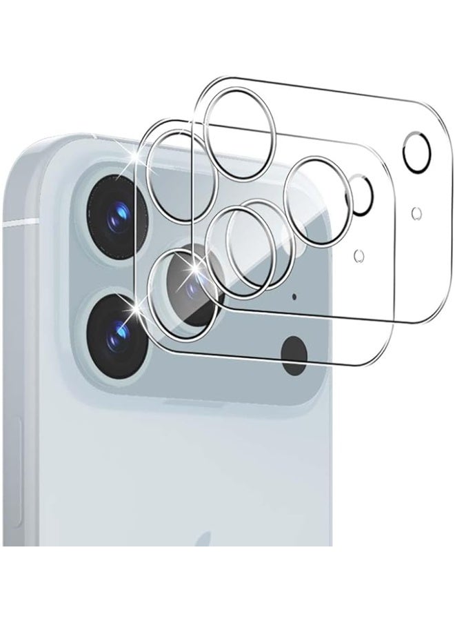 2 Pack For iPhone 17 Pro Max Camera Lens Screen Protector, 9H Hardness 3D Scratch-Proof Explosion-Proof Camera Protective Film, HD Clear Anti Fingerprint Bubble Free Glass