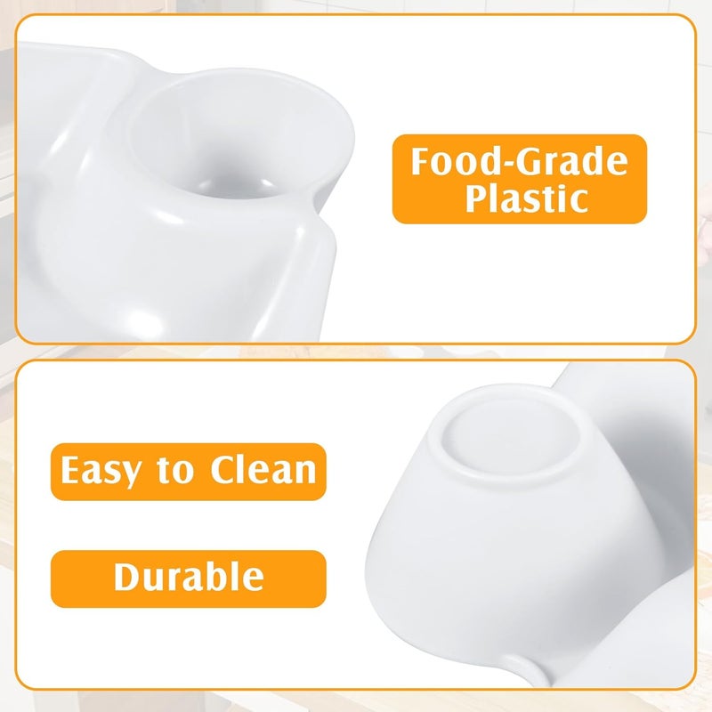 Maxcheck مجموعة أطباق تقديم الشيبس والصلصة 20 قطعة من ماكس تشيك مع طبق مقسم وحامل صلصة بلاستيكي صغير لأطباق الشيبس والصلصة القابلة لإعادة الاستخدام باللون الأبيض لحفلات السناك والمقبلات والسوشي - Image 3