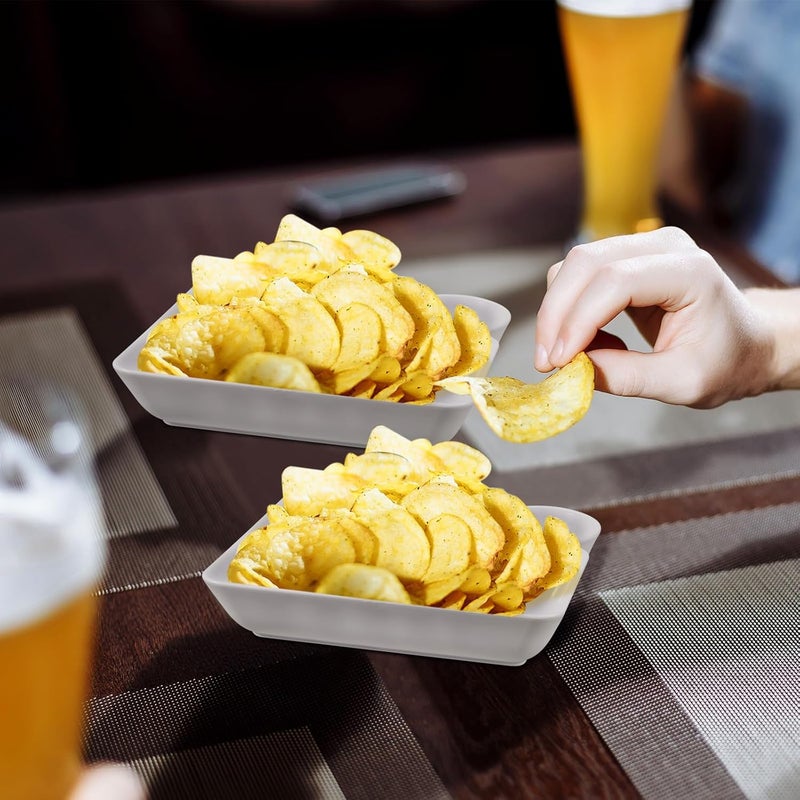 Maxcheck مجموعة أطباق تقديم الشيبس والصلصة 20 قطعة من ماكس تشيك مع طبق مقسم وحامل صلصة بلاستيكي صغير لأطباق الشيبس والصلصة القابلة لإعادة الاستخدام باللون الأبيض لحفلات السناك والمقبلات والسوشي - Image 4